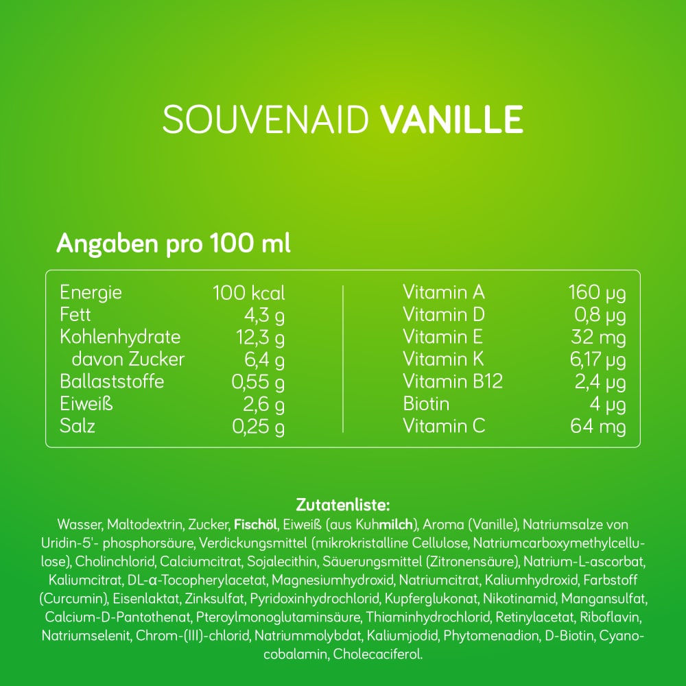 NUTRICIA Souvenaid Trinknahrung Vanillegeschmack 4X125 ml Flüssigkeit