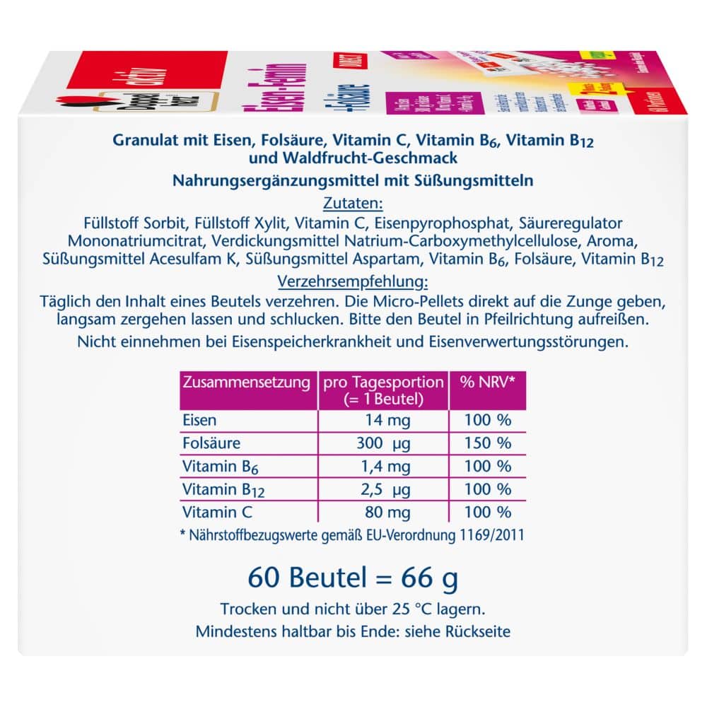 Doppelherz aktiv Eisen-Femin + Folsäure 60 St Pellets