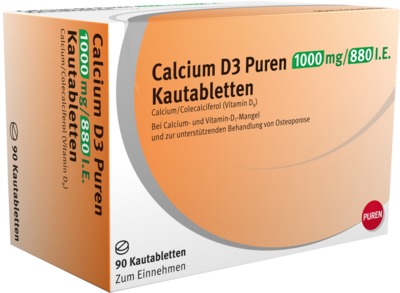 Calcium D3 PUREN 1000mg/880 I.E. 90 St Kautabletten