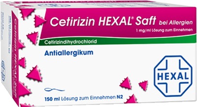 Cetirizin HEXAL  Saft bei Allergien 1mg/ml 150 ml Lösung zum Einnehmen
