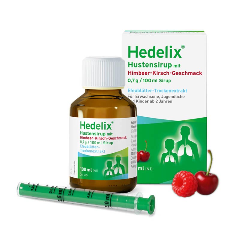 Hedelix Hustensirup mit Himbeer-Kirsch-Geschmack 100 ml Sirup