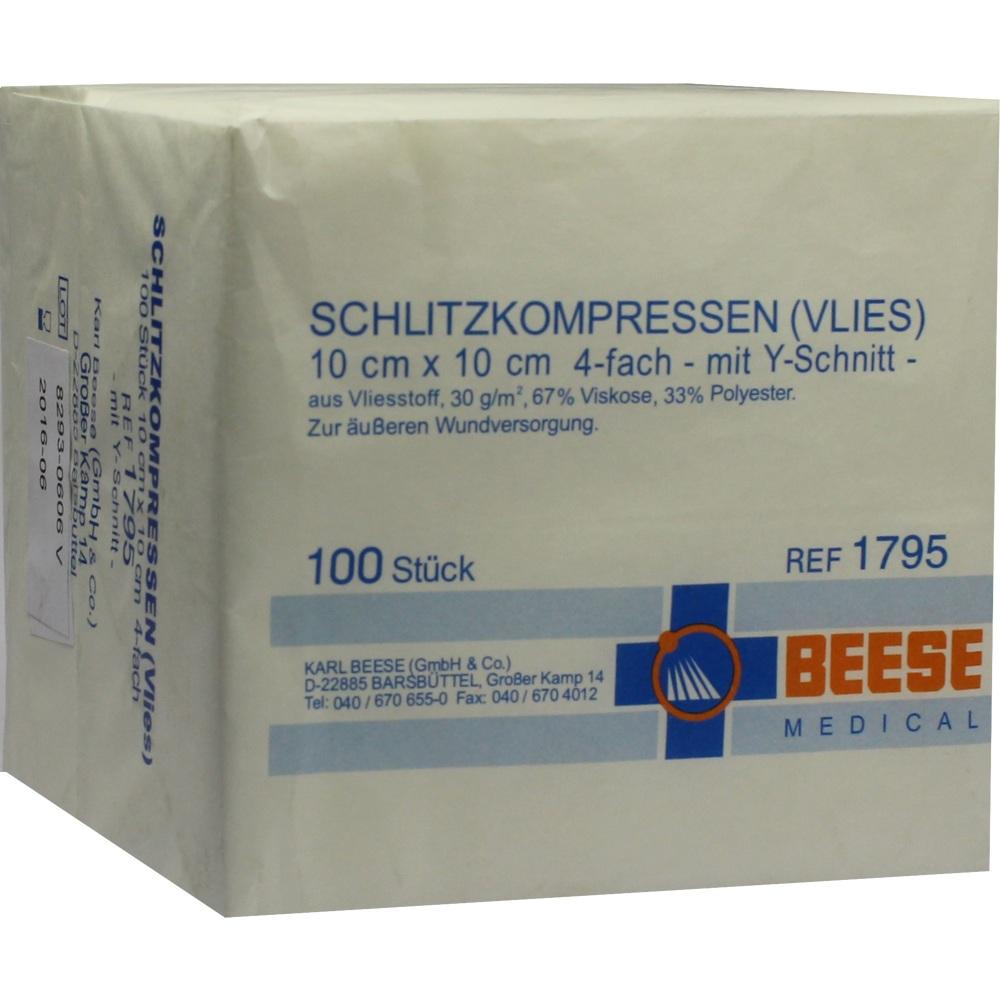 SCHLITZKOMPRESSEN Vlies 10x10 cm unsteril 4fach 100 St Kompressen