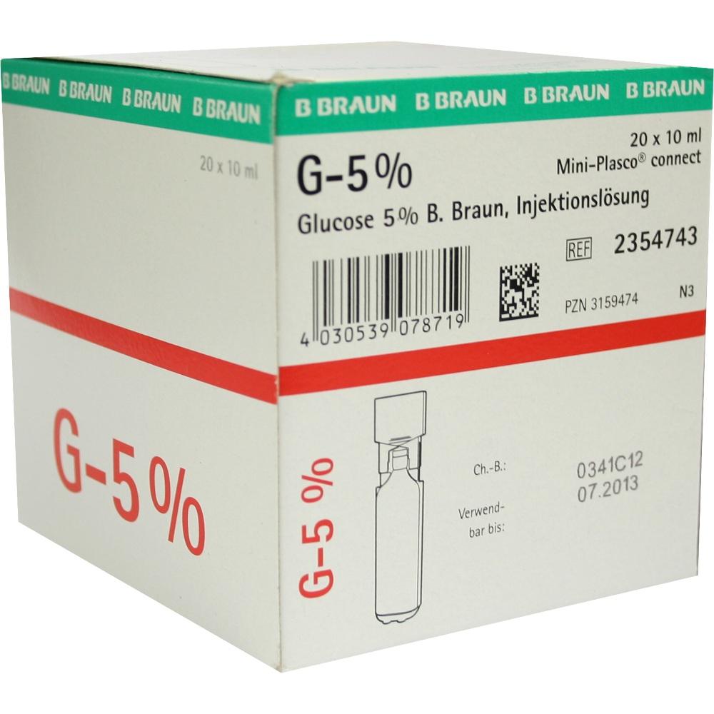 GLUCOSE 5% B.Braun Mini Plasco connect Inj.-Lsg. 20X10 ml Injektionslösung