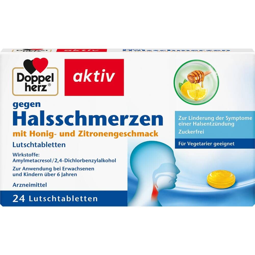 Doppelherz aktiv gegen Halsschmerzen  24 St Lutschtabletten