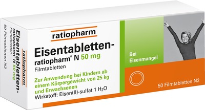 Eisentabletten-ratiopharm N 50mg 50 St Filmtabletten
