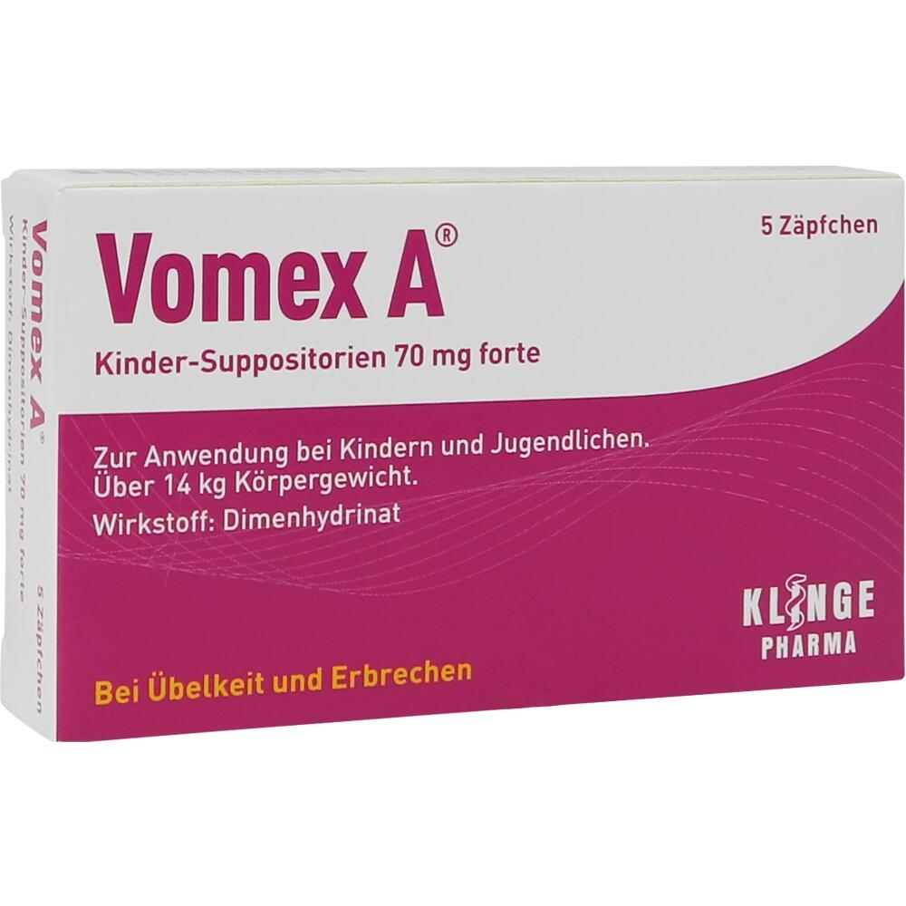 Vomex A Kinder 70mg forte - Bei Übelkeit und Erbrechen 5 St Suppositorien