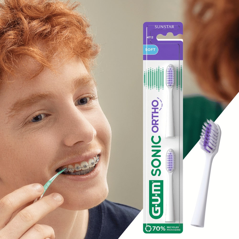 GUM SONIC ORTHO Ersatzbürstenköpfe 2 St Zahnbürste