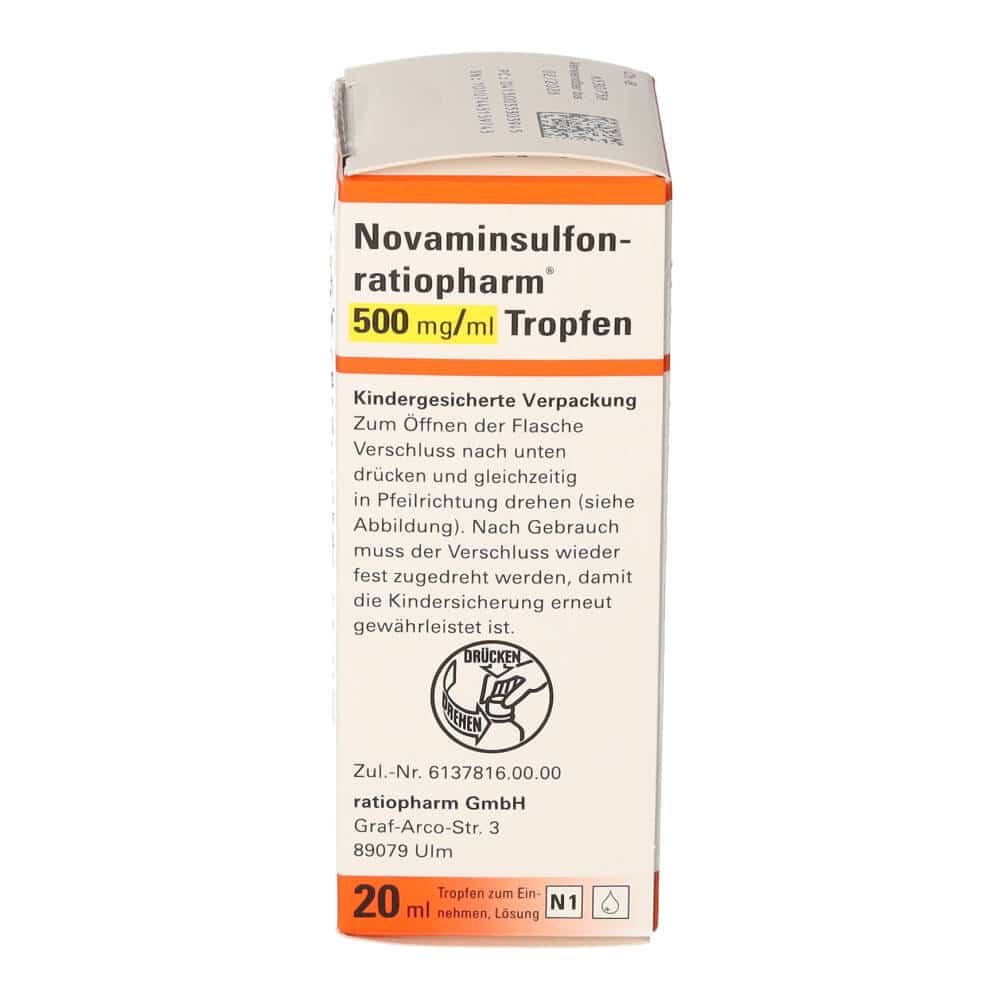 Novaminsulfon-ratiopharm 500mg/ml 20 ml Tropfen zum Einnehmen