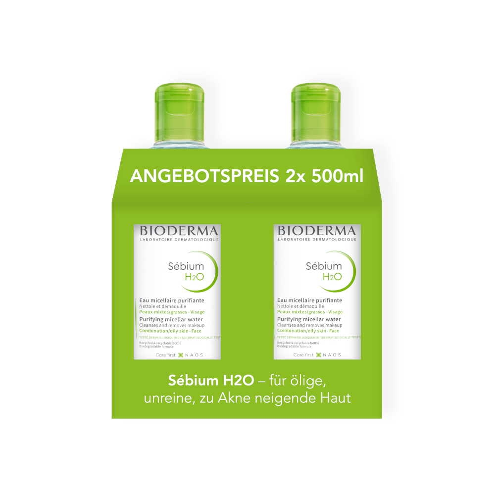 BIODERMA Sebium H2O Mizellenreinigungswasser Doppelpack 2X500 ml Lösung