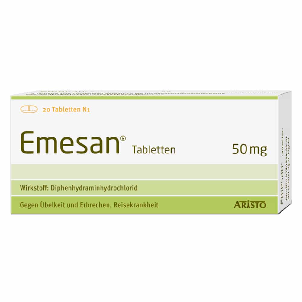 Emesan - Gegen Übelkeit und Erbrechen, Reisekrankheit 20 St Tabletten