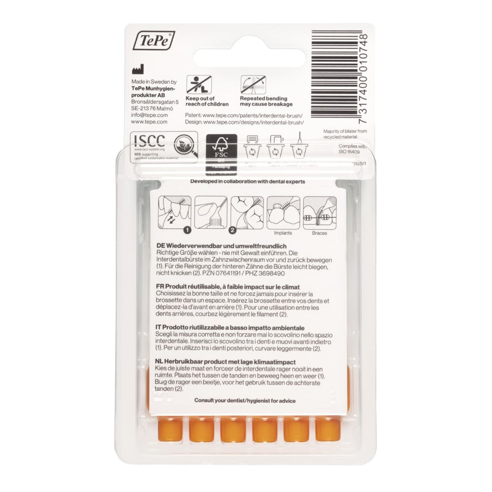 TEPE Interdentalbürste 0,45mm orange 6 St Zahnbürste
