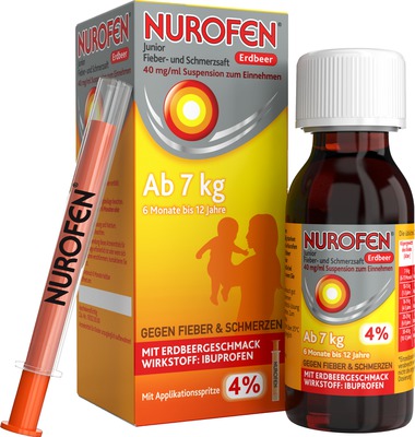 NUROFEN JUNIOR FIEBER- UND SCHMERZSAFT ERDBEER 40MG 150 ml Suspension zum Einnehmen