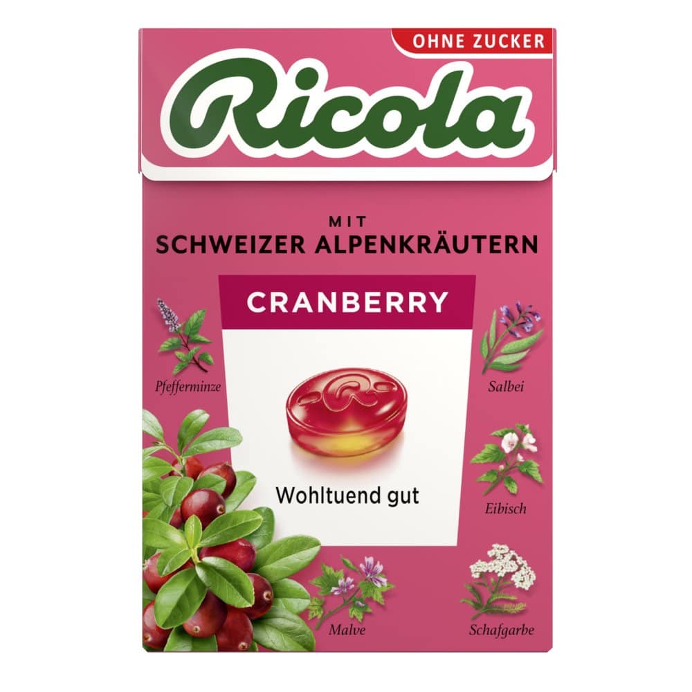 Ricola Cranberry Schweizer Kräuterbonbon zuckerfrei 50 g Bonbons