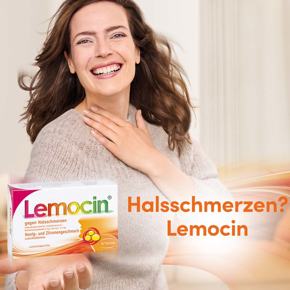 Lemocin gegen Halsschmerzen Honig + Zitrone 24 St Lutschtabletten