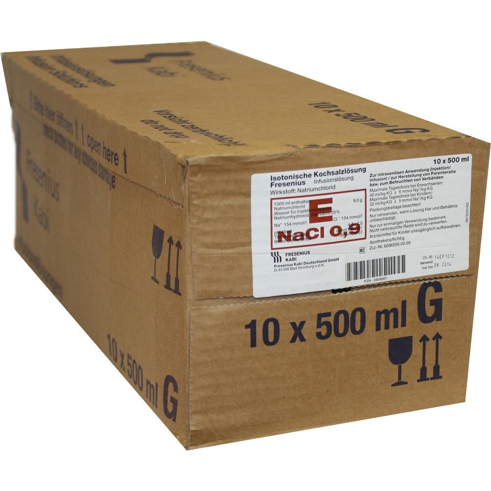 Kochsalzlösung 0,9% Glasfl.Fresenius 10X500 ml Infusionslösung