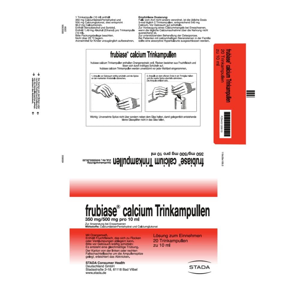 Frubiase Calcium 350mg/500mg 20 St Trinkampullen