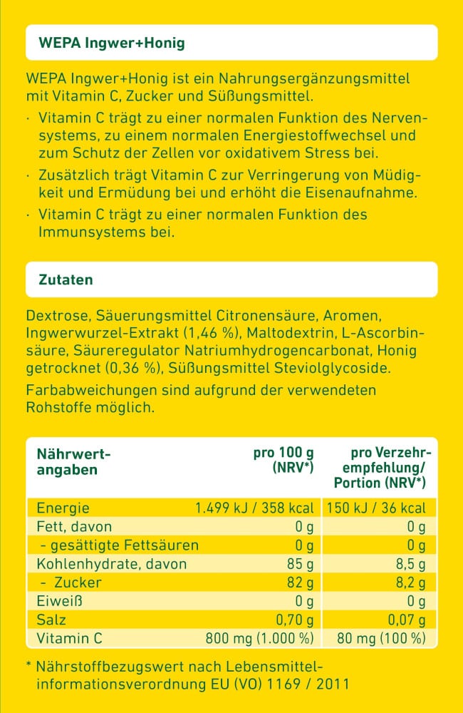 WEPA INGWER HONIG 10X10 g Pulver