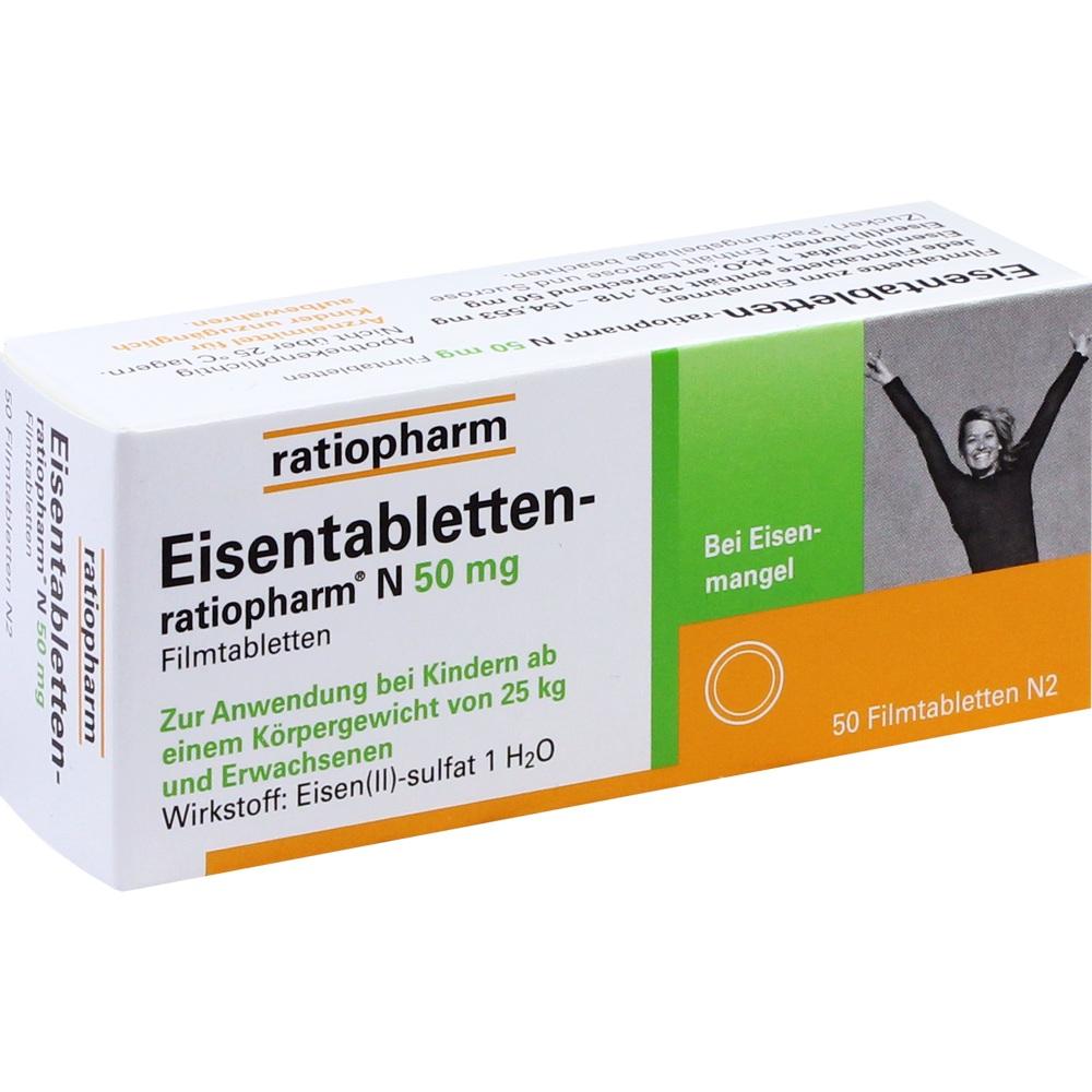 Eisentabletten-ratiopharm N 50mg 50 St Filmtabletten