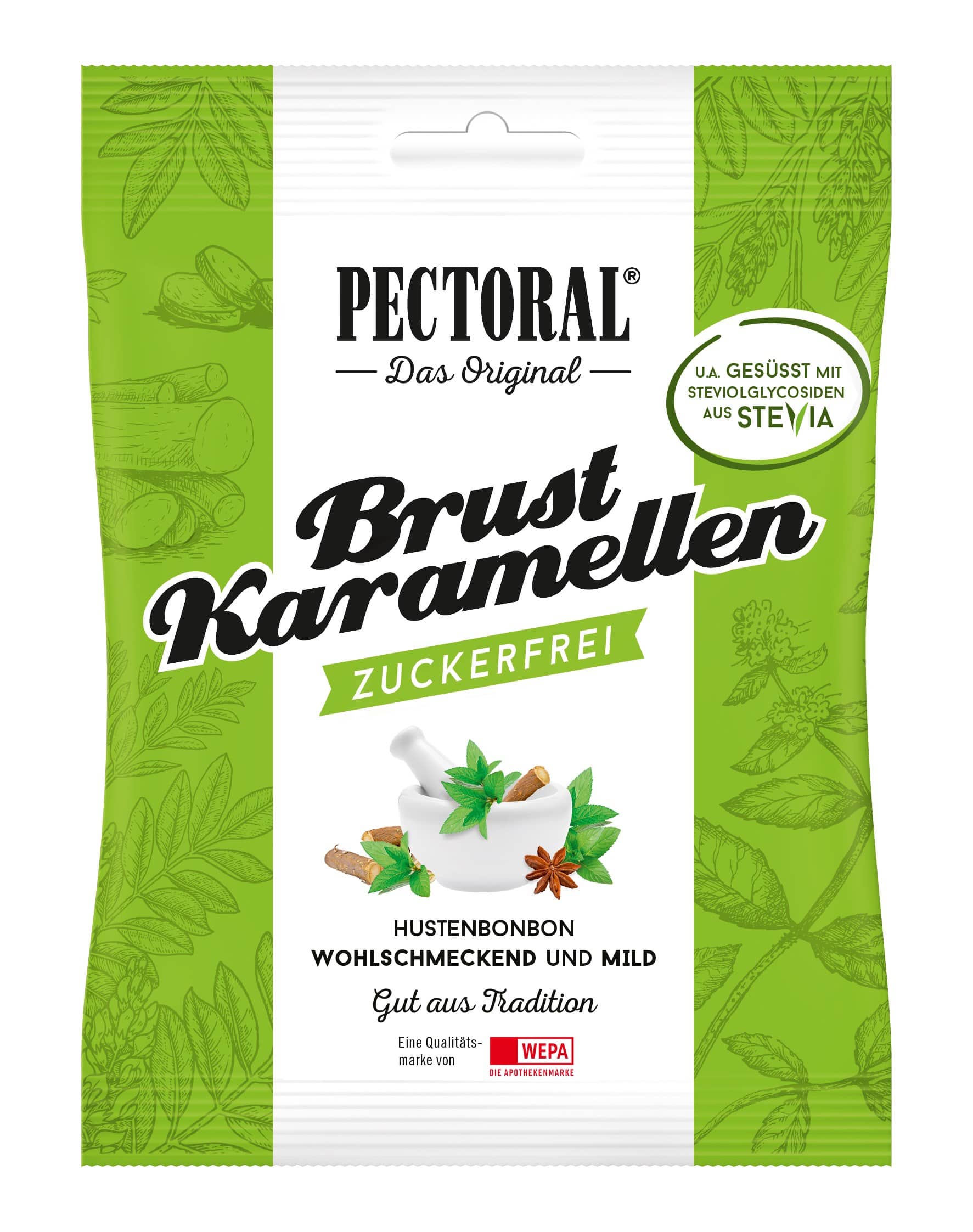 PECTORAL Brustkaramellen zuckerfrei Beutel 60 g Bonbons