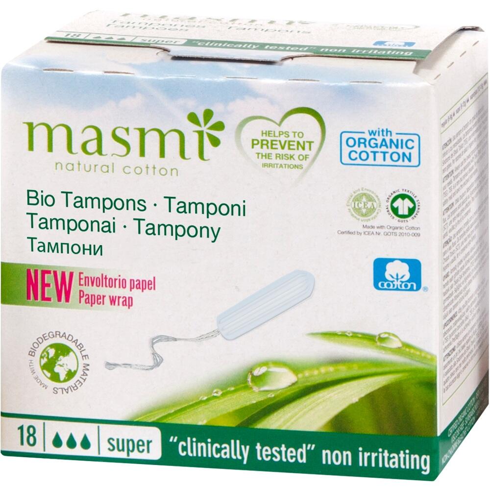 masmi Bio Tampons Super 100% Bio-Baumwolle 18 St Tampon