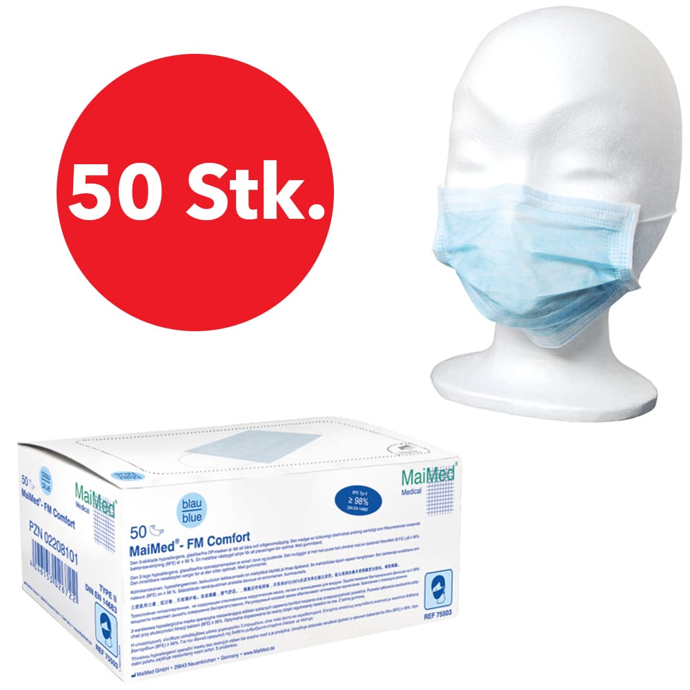 OP-Mundschutz MaiMed - FM Comfort unsteril mit Nasenbügel 50 St