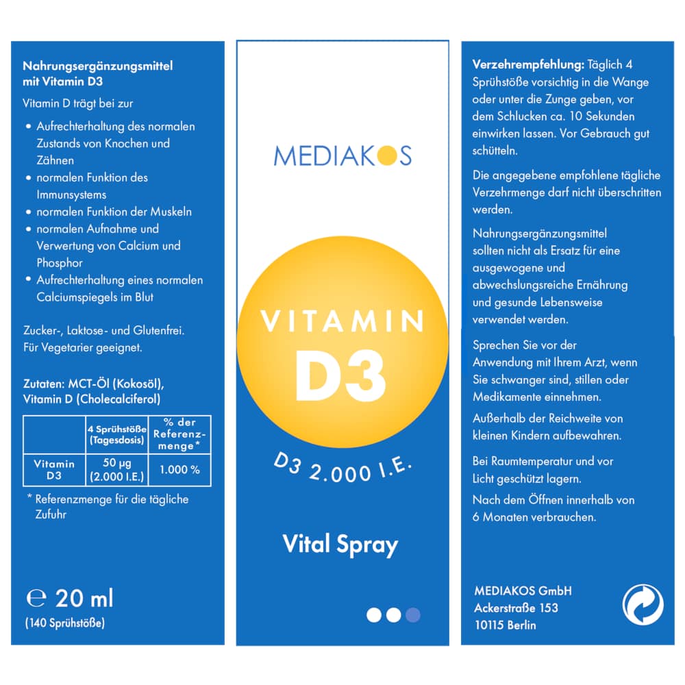 MEDIAKOS Vitamin D3 2000 IE  20 ml Spray