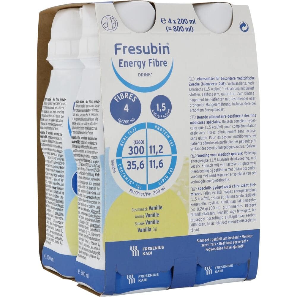 Fresubin Energy Fibre Trinknahrung Vanille 4X200 ml Lösung