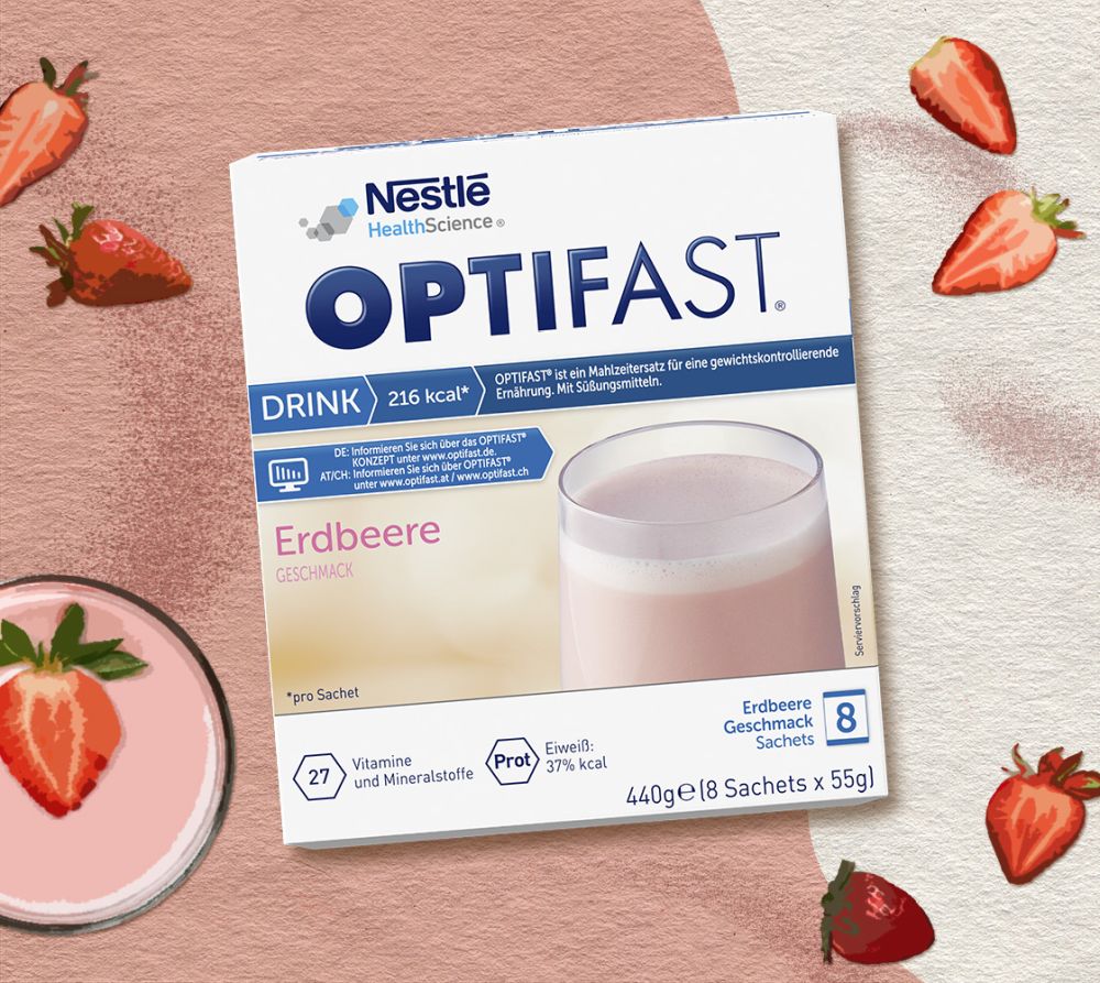 OPTIFAST DRINK Erdbeere 8X55 g Pulver
