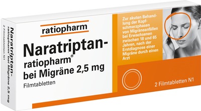 Naratriptan-ratiopharm bei Migräne 2,5mg 2 St Filmtabletten