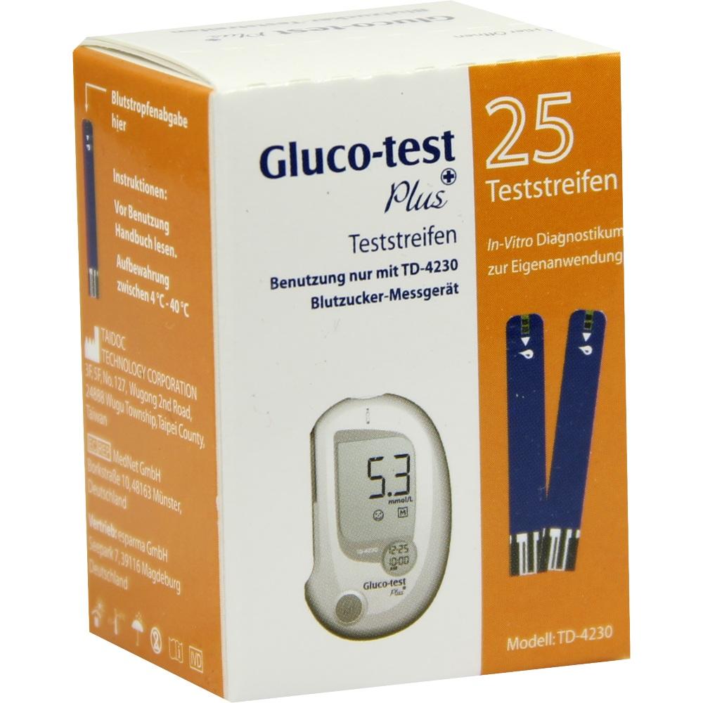 GLUCO TEST Plus Blutzuckerteststreifen 25 St Teststreifen
