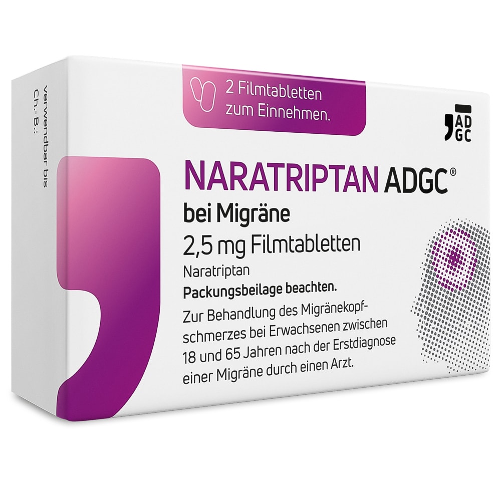 NARATRIPTAN ADGC bei Migräne 2,5 mg 2 St Filmtabletten
