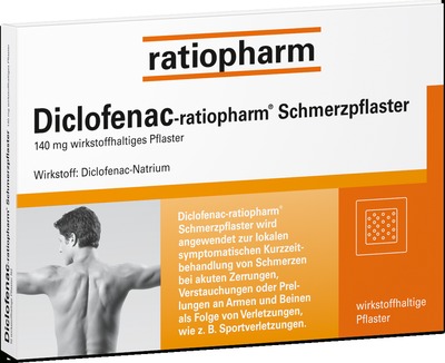 Diclofenac-ratiopharm Schmerzpflaster 140mg 5 St Pflaster