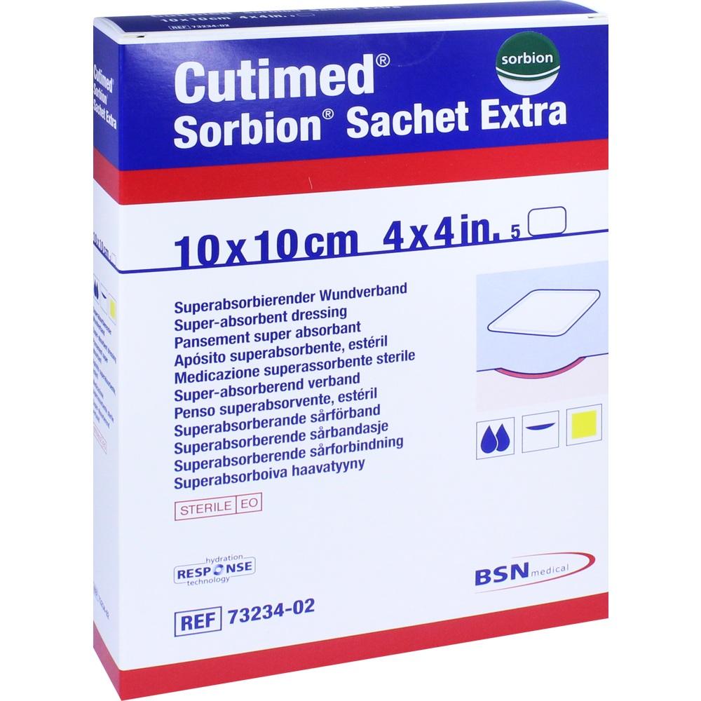 SORBION Cutimed Sachet Extra Wundaufl.10x10 cm 5 St Pflaster
