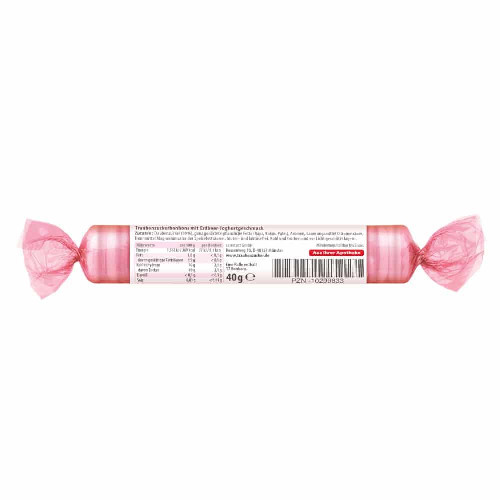 intact Traubenzucker Erdbeere-Joghurt Rolle 40 g Bonbons