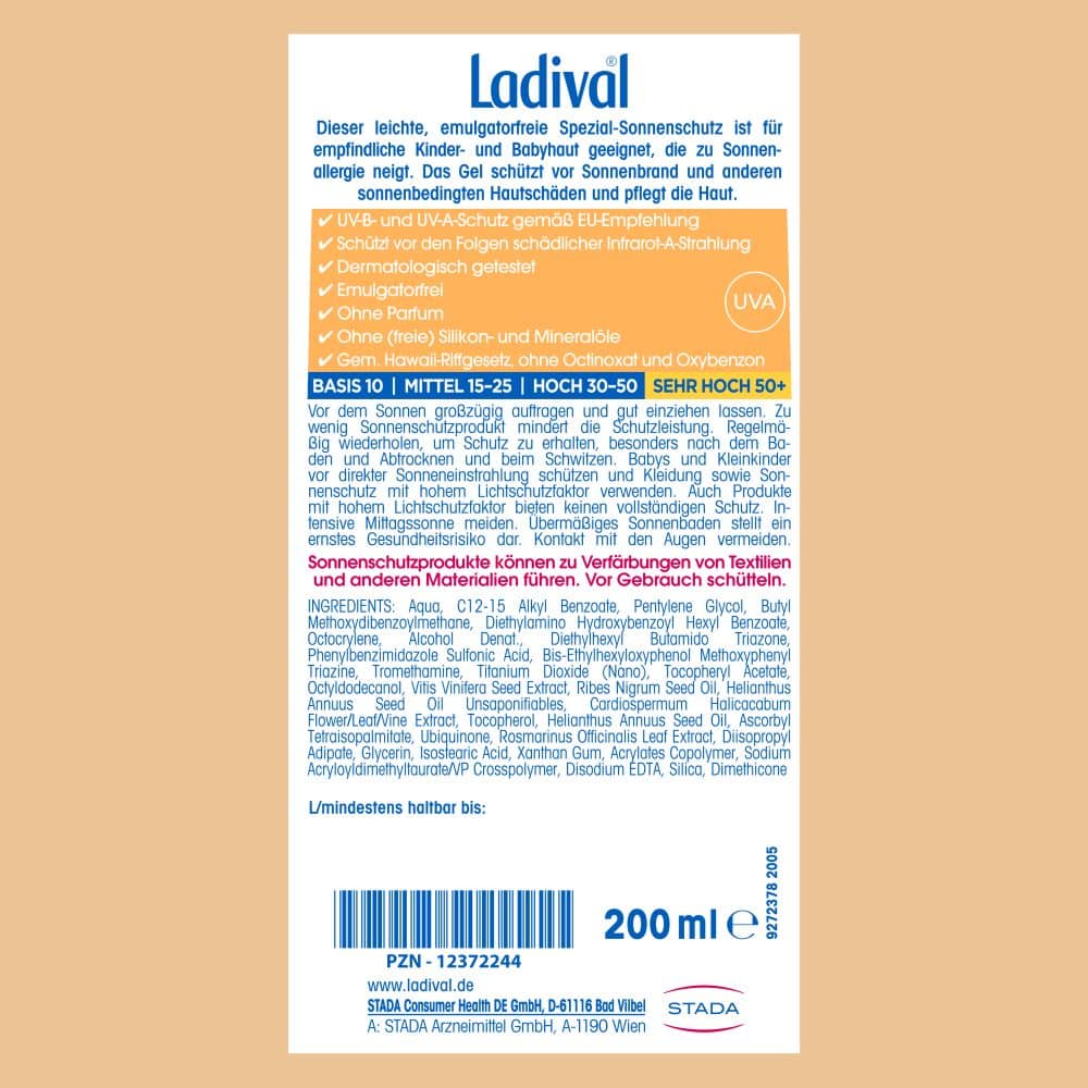 Ladival Für Kinder BEI ALLERGISCHER HAUT LSF 50+ 200 ml Gel