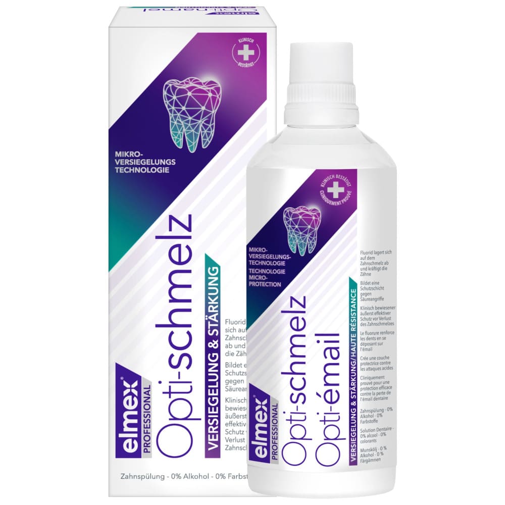 elmex PROFESSIONAL Opti-schmelz VERSIEGELUNG & STÄRKUNG Zahnspülung 400 ml Spüllösung