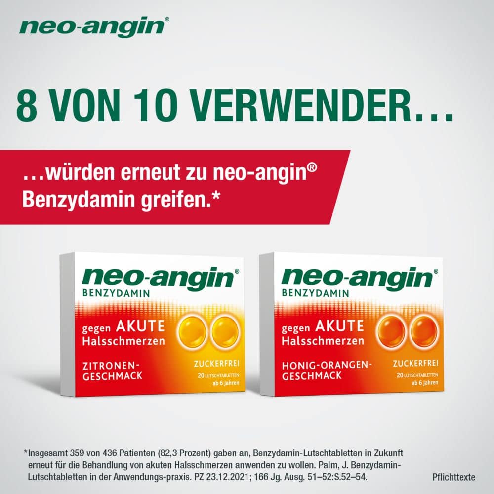 neo-angin BENZYDAMIN gegen AKUTE Halsschmerzen ZITRONEN-GESCHMACK 40 St Lutschtabletten