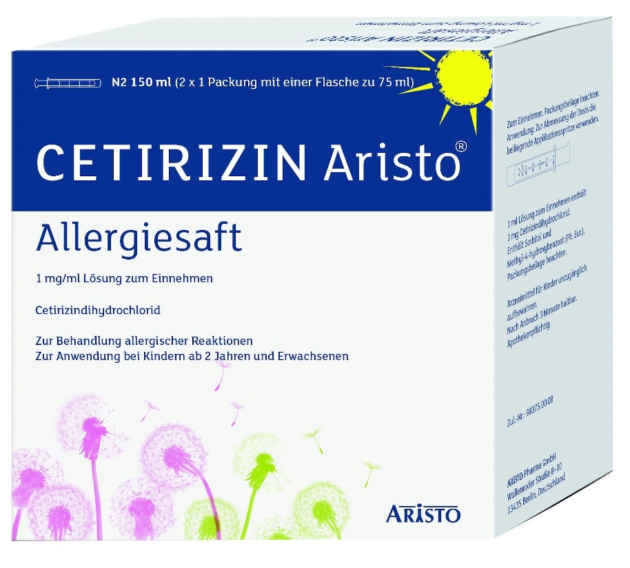 CETIRIZIN Aristo Allergiesaft 150 ml Lösung zum Einnehmen