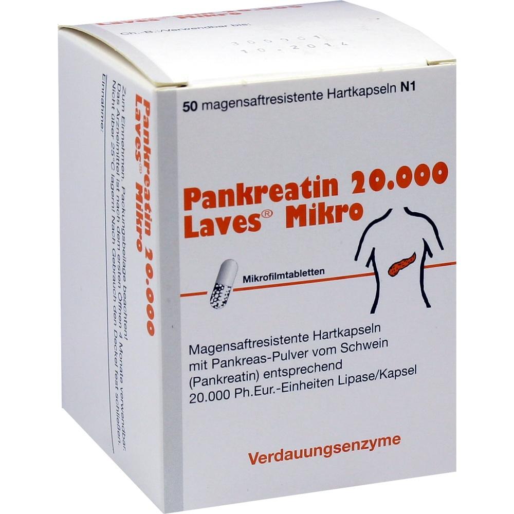PANKREATIN 20.000 Laves Mikro magensaftres.Kapseln 50 St Kapseln magensaftresistent