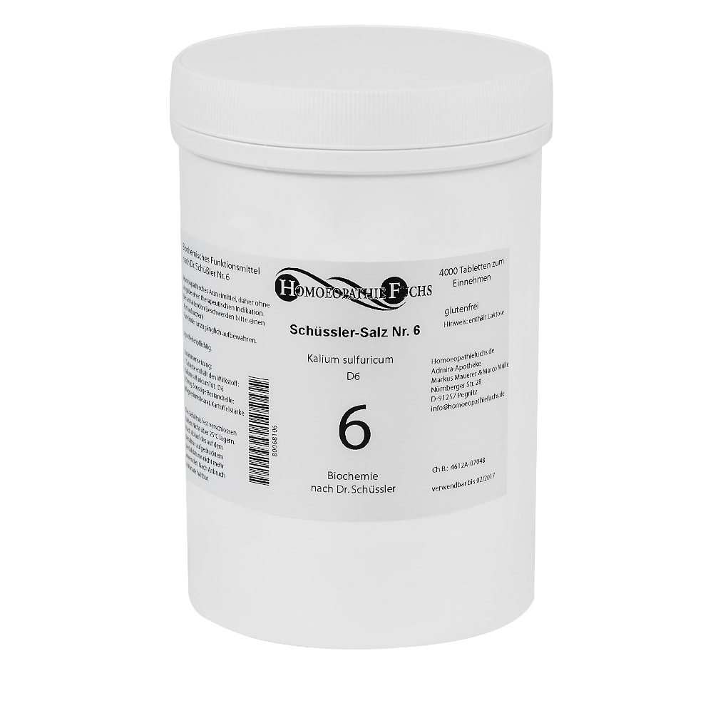 HOMOEOPATHIEFUCHS Schüssler-Salz Nummer 6 Kalium sulfuricum D6 Biochemie 4000 St Tabletten
