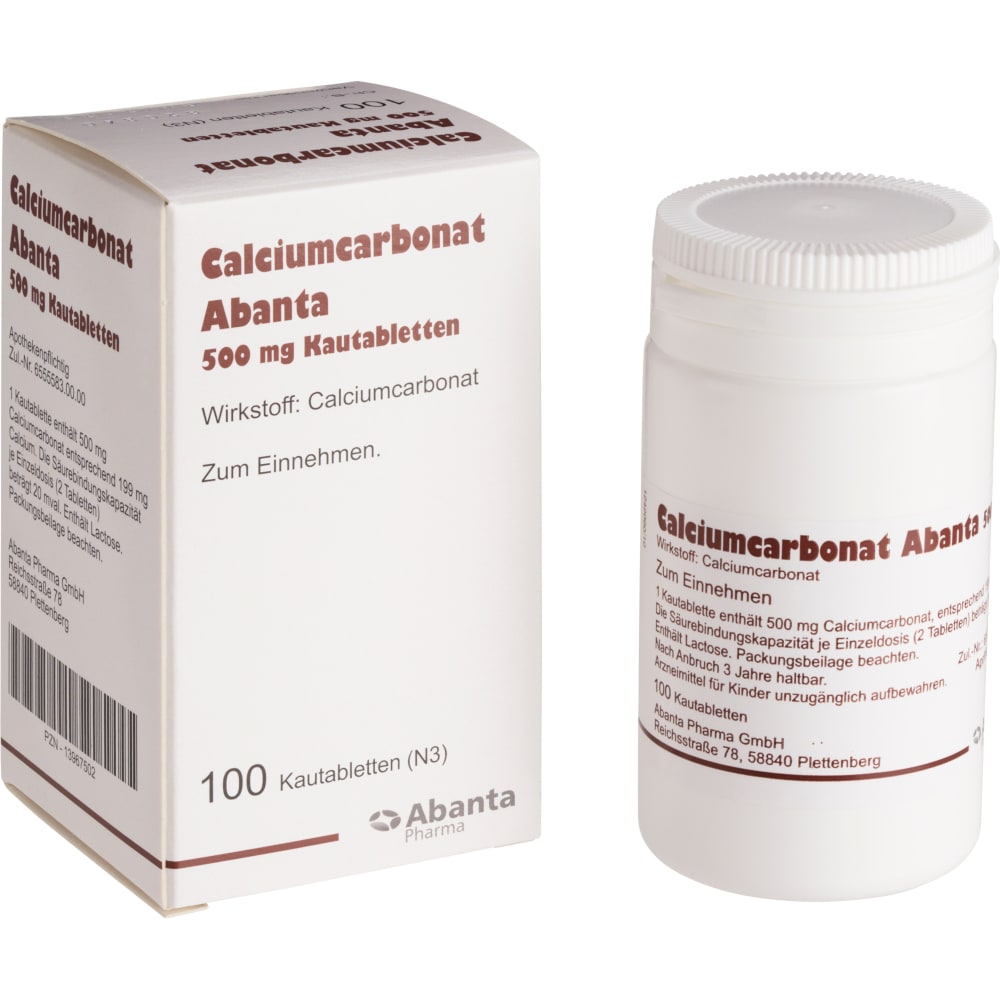 Calciumcarbonat Abanta 500 Mg Kautabletten  100 St Kautabletten