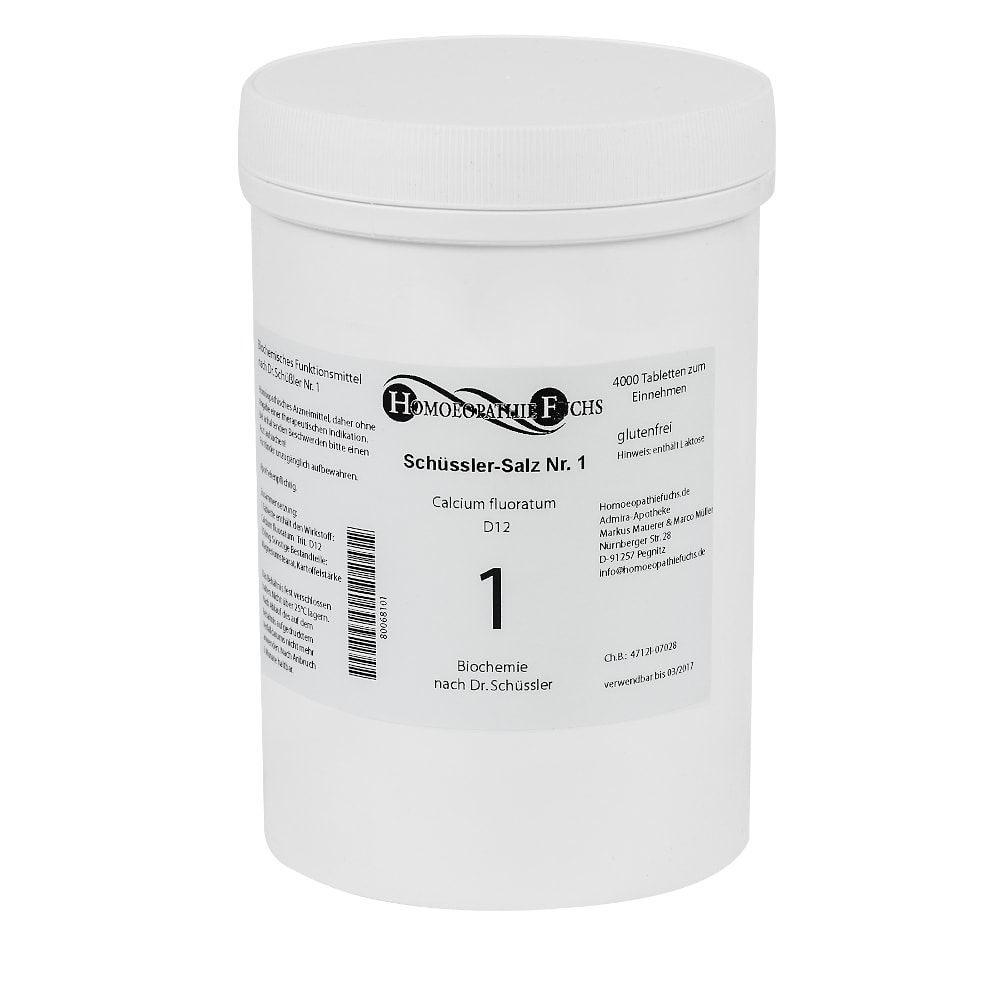 HOMOEOPATHIEFUCHS Schüssler-Salz Nummer 1 Calcium Fluoratum D12 Biochemie 4000 St Tabletten