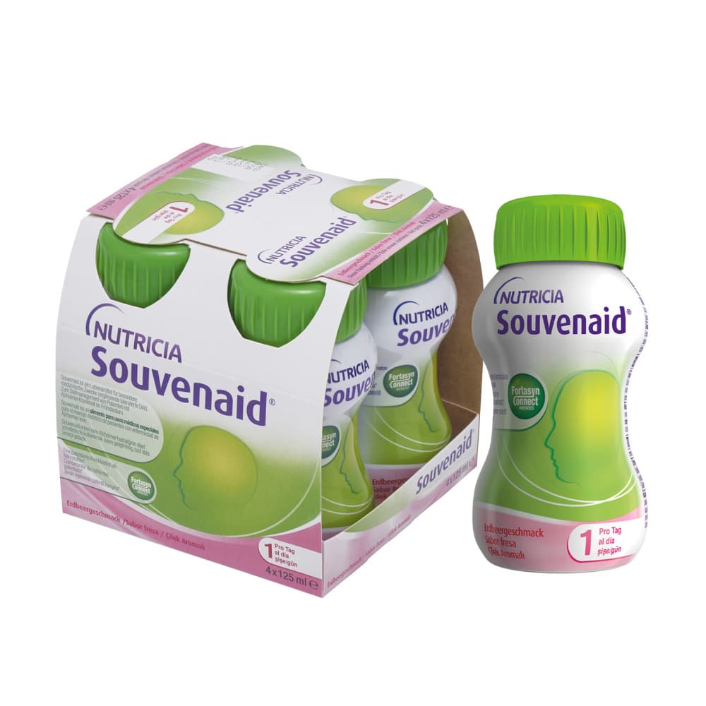 NUTRICIA Souvenaid Trinknahrung Erdbeergeschmack 4X125 ml Flüssigkeit