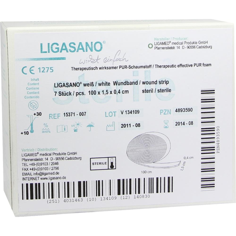 LIGASANO weiß Wundband 0,4x1,5x100 cm mini steril 7 St Verband