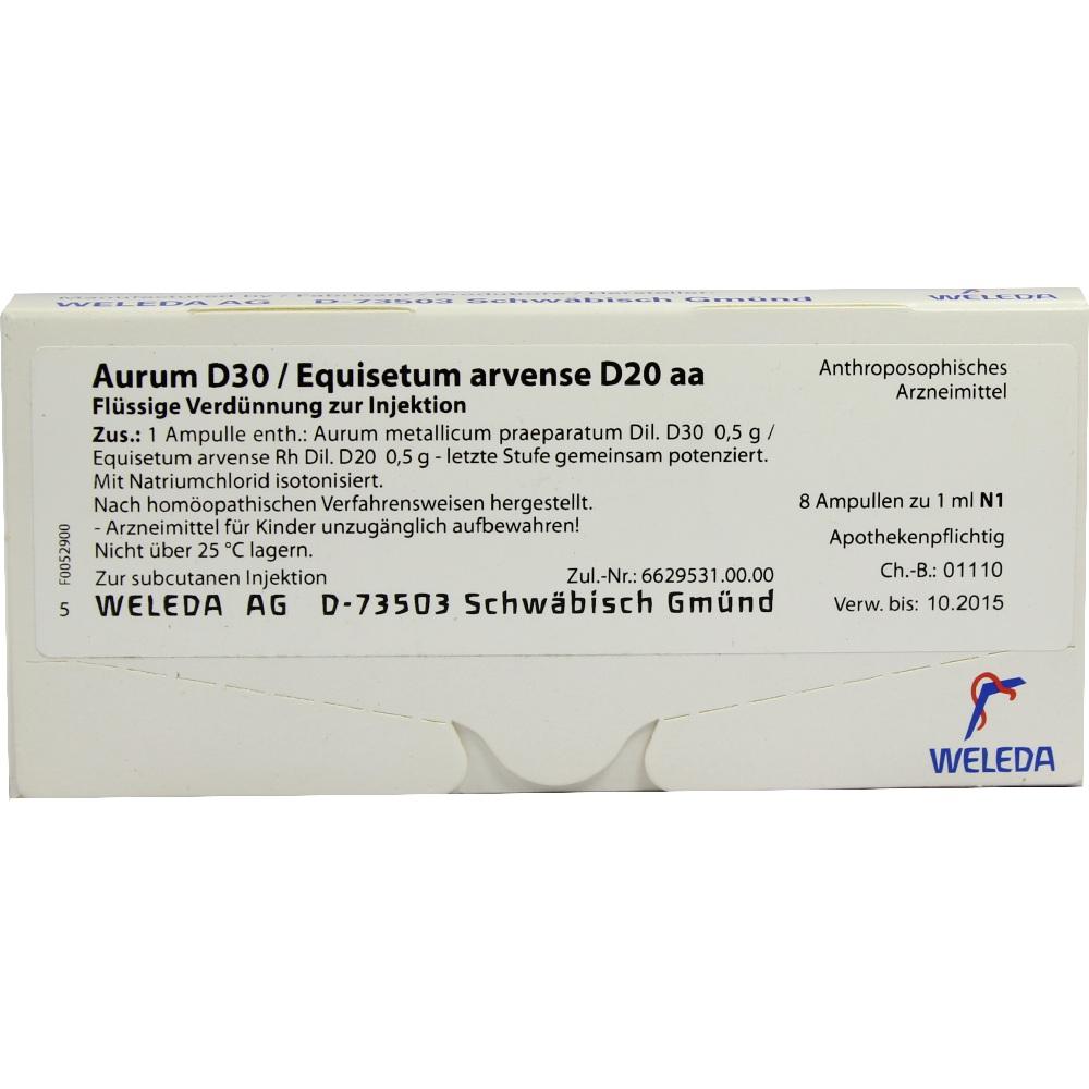WELEDA AURUM D 30/Equisetum arvense D 20 aa Ampullen 8X1 ml Ampullen