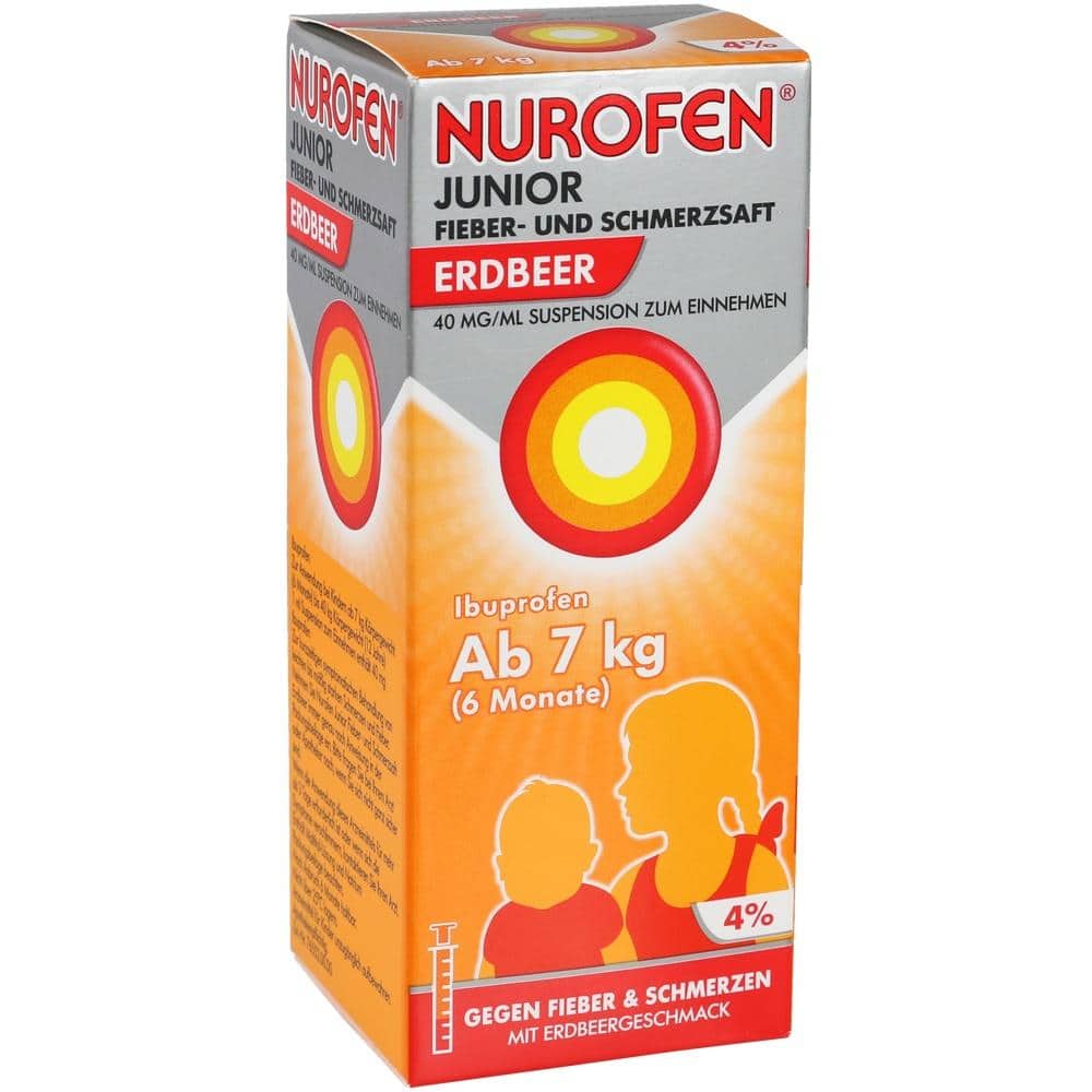 NUROFEN JUNIOR FIEBER- UND SCHMERZSAFT ERDBEER 40MG 100 ml Suspension zum Einnehmen