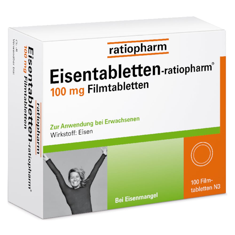 Eisentabletten-ratiopharm 100mg 100 St Filmtabletten