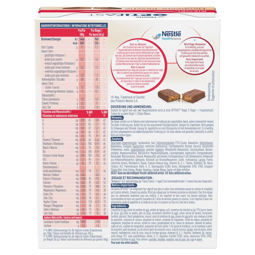 OPTIFAST RIEGEL Himbeere-Kirsche Geschmack 6X65 g