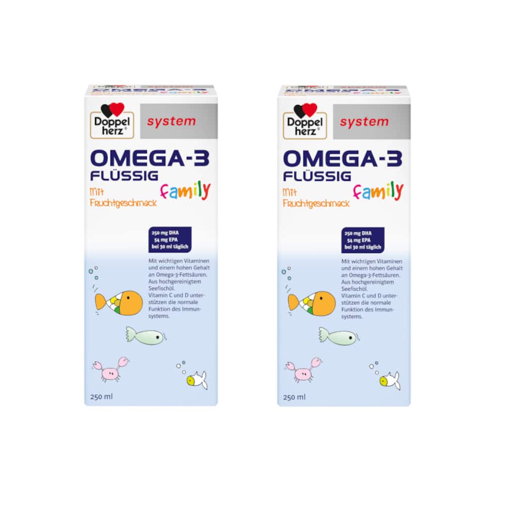 Doppelherz system OMEGA-3 flüssig family Doppelpack 2X250 ml Flüssigkeit zum Einnehmen