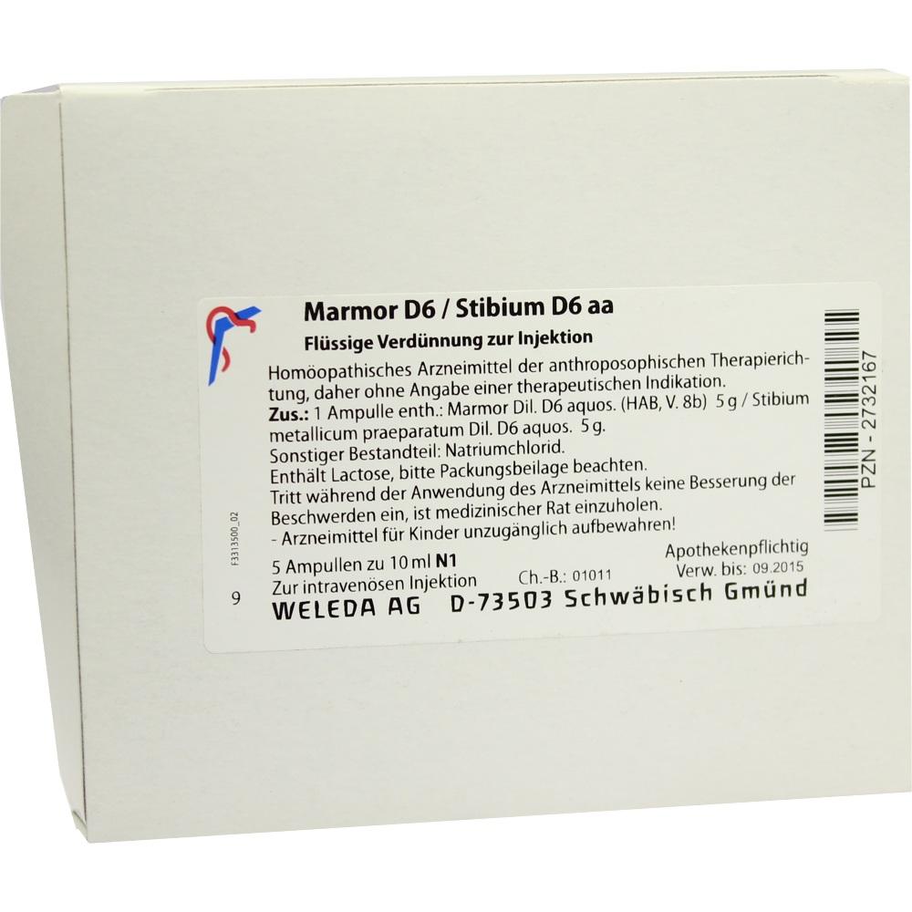 WELEDA MARMOR D 6 / STIBIUM D 6 aa Ampullen 5X10 ml Ampullen